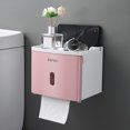 thumbnail image 4 of Caja de pañuelos sin perforaciones Organizador de rollos de pañuelos para baño (rosa), 4 of 6