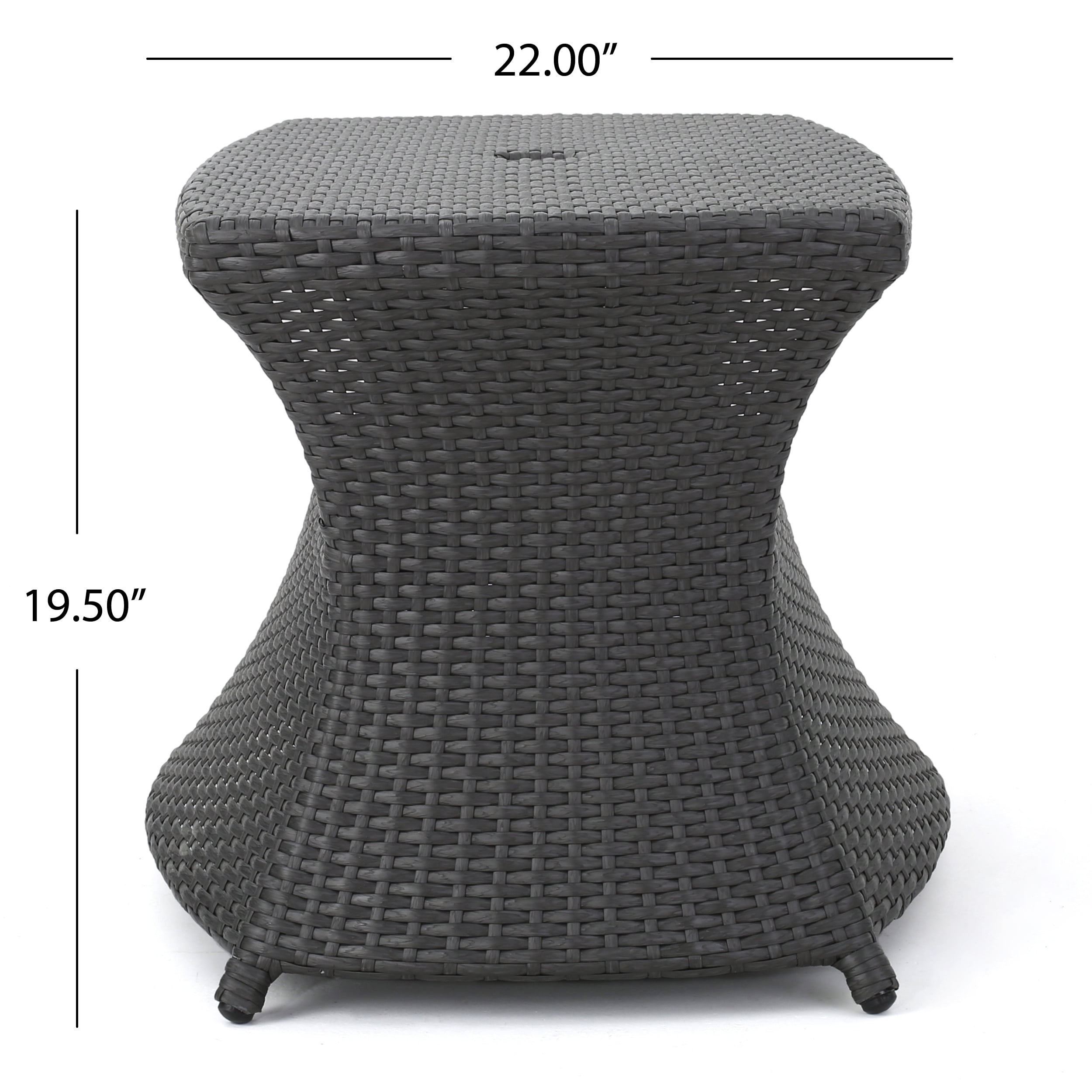 Nadia Outdoor 3 Piece Wicker Chaise Lounge Set with Lounge Table, Grey