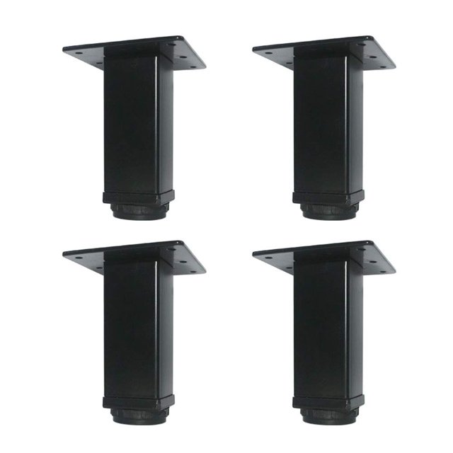 QLLY Patas de metal ajustables para muebles de 6 pulgadas, patas cuadradas para muebles de mesa de oficina, juego de 4 (negro)