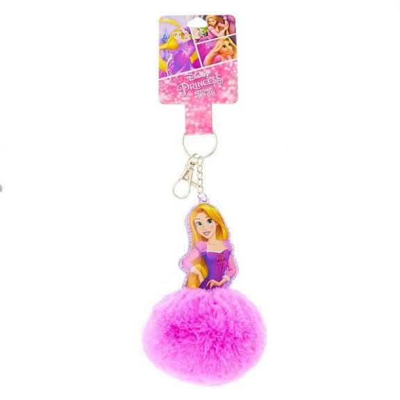 Faux Fur PomPom Ball doll kids girl toy keychain bag Disney Rapunzel Princess