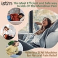 thumbnail image 4 of iStim S1 - Unidad TENS inalámbrica para el alivio del dolor menstrual y de espalda - Máquina TENS con calor para cólicos menstruales - Masajeador TENS recargable, fisioterapia sin fármacos con almohad, 4 of 5