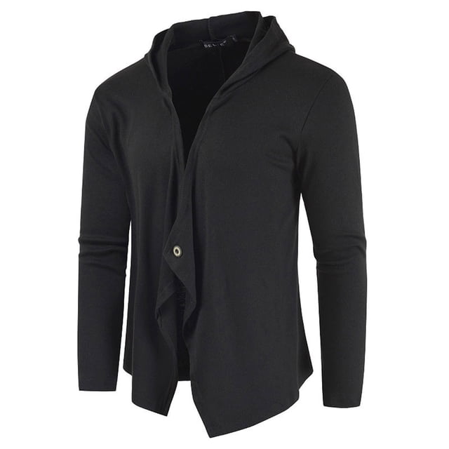 Men's Lightweight Cardigan Long Drape Cape Coat Open Front Ruffle Shawl Overcoat for Stylish Comfort
