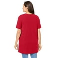 thumbnail image 2 of Woman Within Plus Size Perfect Short-Sleeve Shirred V-Neck Tunic, 2 of 6