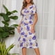 thumbnail image 5 of Vestido de playa bohemio de cintura abierta sexy de manga corta con estampado casual de moda para mujer Fridja  qw1487, 5 of 6