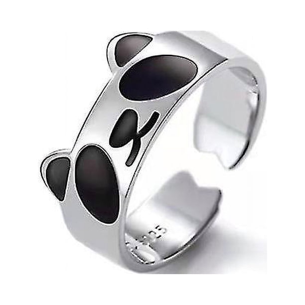Anillo de panda para mujer, lindo anillo envolvente, anillos ajustables, anillo de dedo apilable