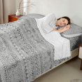 thumbnail image 4 of Castle Fairy Retro Worn Tribal Border King Sheets 4pcs,Abstract Geometric Aztec Line Bedding,Gray White,1 Flat Sheet, 1 Fitted Sheet and 2 Pillowcases, 4 of 7