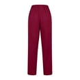 thumbnail image 5 of Wyobmus Casual Straight Leg Long Pants for Women Solid Color Elastic Waist Comfy Stretch Pull On Pants Burgundy, 5 of 5