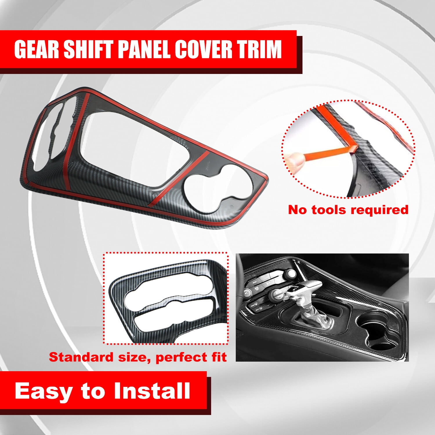 Gear Shift Panel Frame Trim Cover Carbon Fiber Pattern for 2015-23 Challenger