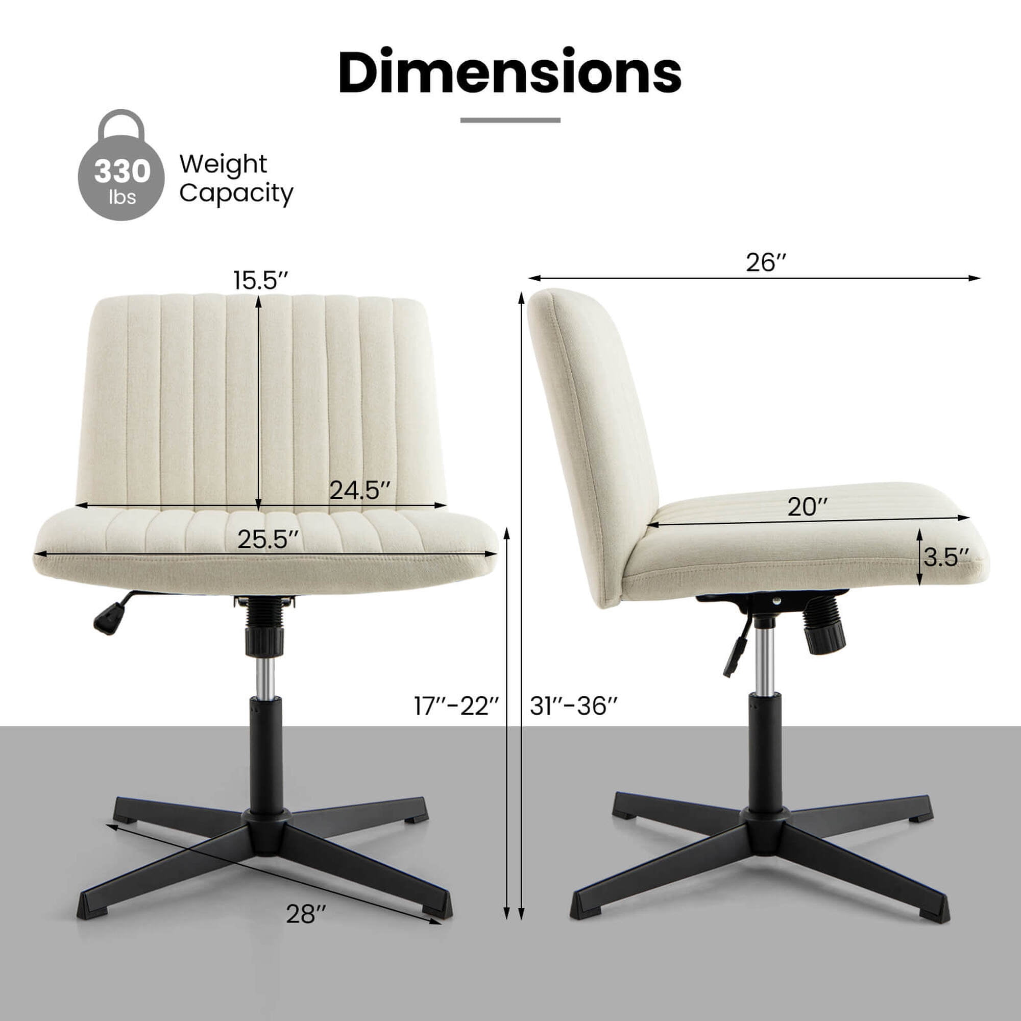 Costway Criss Cross Legged Office Chair Ergonomic Mid Back Computer Desk Chair Beige