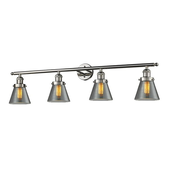 Innovations 4-LT LED Small Cone 42.25" Bathroom Fixture - Polished Nickel - 215-PN-G63-LED