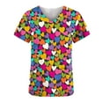 thumbnail image 3 of TIMIFIS Hauts de Sarrau d'Infirmière pour Femmes de la Saint-Valentin Uniforme de Travail Manches Courtes Col en V Blouse T-shirt de Travail avec Poches - Imprimé Rouge, 3 of 4