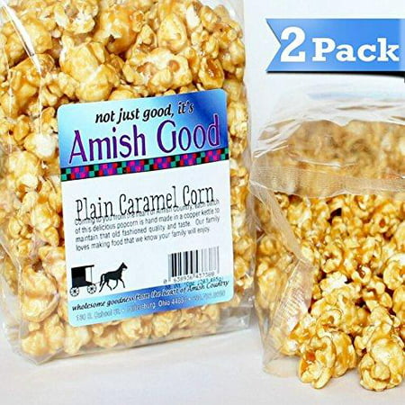 2 Pack Amish Good Premium Caramel Popcorn Hand Stirred in Copper Kettle Real Butter and Coconut Oil Makes Better Caramel Corn! 2