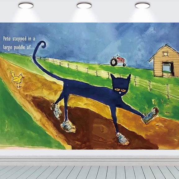 Pete the Cat Party Supplies Taspestry Poster Banner Backdrop Background Wall Decor