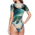 thumbnail image 4 of Balery Watercolor Turtle5 Women's Short Sleevee Crew Neck Bodysuit Tops Short Sleeve Tops Basic-X-Large, 4 of 9
