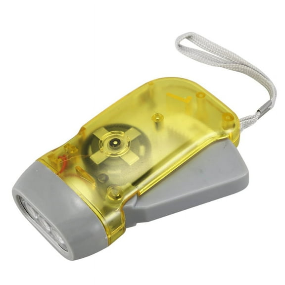 Qtmnekly 3 LED Dynamo Wind Up Flashlight Hand Crank Camping Plasitc Yellow