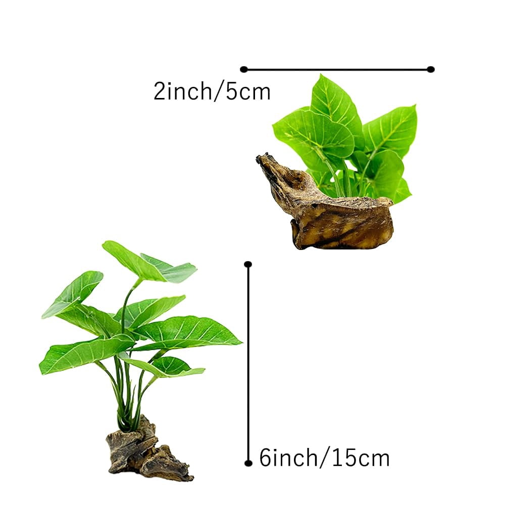 Pets Fish Tank Decor Aquarium Decorations Ornaments Betta Leaf pad Hammock 6inch Plastic Artificial Plant Goldfish Fish Hides Small Tank/Reptiles Plants Driftwood (Green-Type-A)
