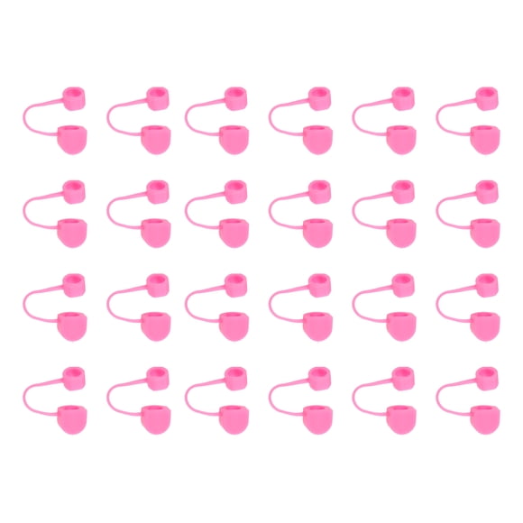 Unique Bargains 24pack Straw Cover Cap, Pink Silicone Straw Tips Cover Fits 8mm/0.31 Drinking Straws