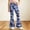Blue, variant on Girls Flare Pants with Pockets, Lightweight Button Zip High Rise Loose Fit Camo Print Bell Bottom Trousers for Street Daily Wear Camouflage Size 15-16