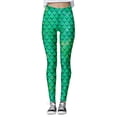 thumbnail image 3 of Arlun Fish Scale Printed Leggings for Women Elastic Waisted Slim Fit Full Length Yoga Gym Pants 2026 Summer Beach Holiday Vacation Comfortable Casual Leggings Green M, 3 of 5