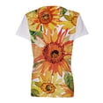 thumbnail image 5 of Moda mujer estampado de girasol camisetas cuello redondo casual mangas cortas tops blusa Pompotops  hkajfhjk460891, 5 of 5