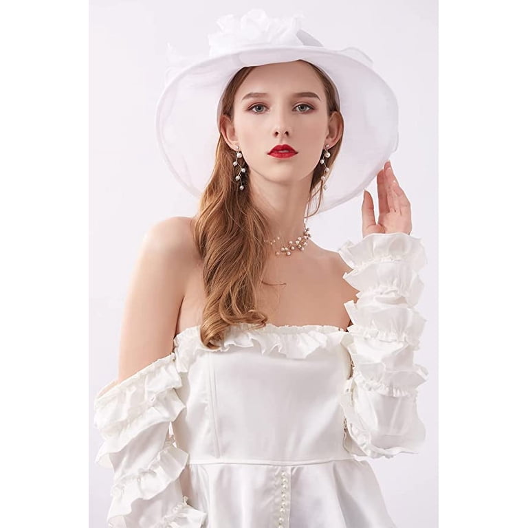 Organza Cloche Bowler Hat Derby Fascinator Tea Party Bridal Wedding Hat NMMUED Women main image 4