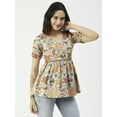 thumbnail image 6 of Moomaya Printed V-Neck Flared Long Top, Womens Casual Summer Tunic For Jeans, 6 of 8