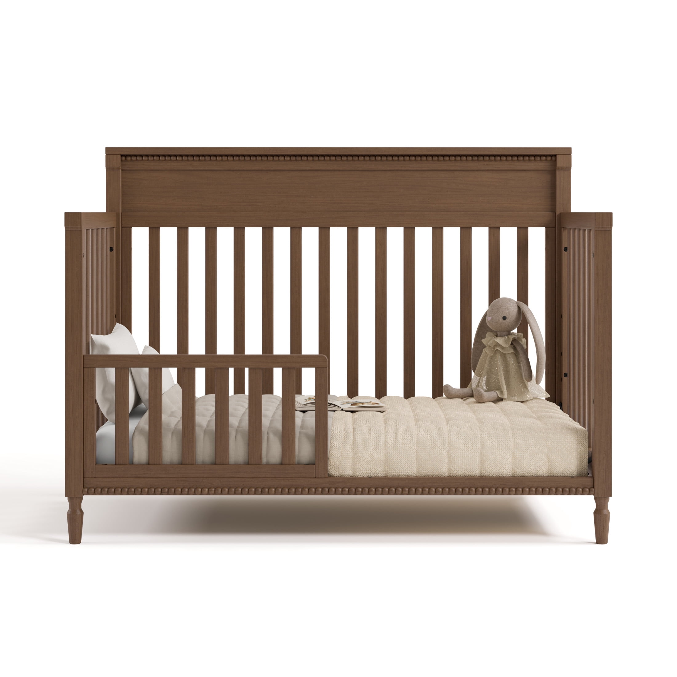 Storkcraft Valencia 5-in-1 Convertible Crib with Bonus Toddler Guardrail, Hazelnut