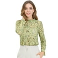 thumbnail image 1 of INSPIRE CHIC Women's Crochet Lace See Through Floral Ruffle Neck Blouse, 1 of 6