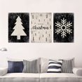 thumbnail image 4 of 2D Flat 3pcs Framed Canvas 3 Black And White Christmas Tree Farmhouse Snow Simple Posters And Prints Canvas Print Mural Living Room Frameless Decorative Canvas Core 12 x 16 inch/ 30 x 40cm, Holiday, 4 of 4