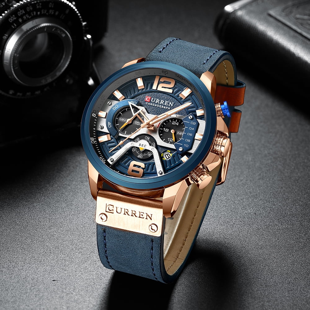 Curren Watches Curren 8329 Quartz Watch Business Men Simple Sport Wristwatch Three Sub Dials Calendar Second Minute 24 Hour Display 3atm Waterproof Fa