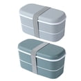 thumbnail image 1 of 2set Microwavable 2 Layer Lunch Box with Compartments Leakproof Bento Box Food Container Lunch Box Gray & Green, 1 of 7