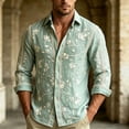 thumbnail image 5 of Yaoyar Mens Hawaiian Floral Long Sleeve Shirt Tropical Button Down Printed Aloha Shirts Wedding Beach Vacation with Pocket, 5 of 5