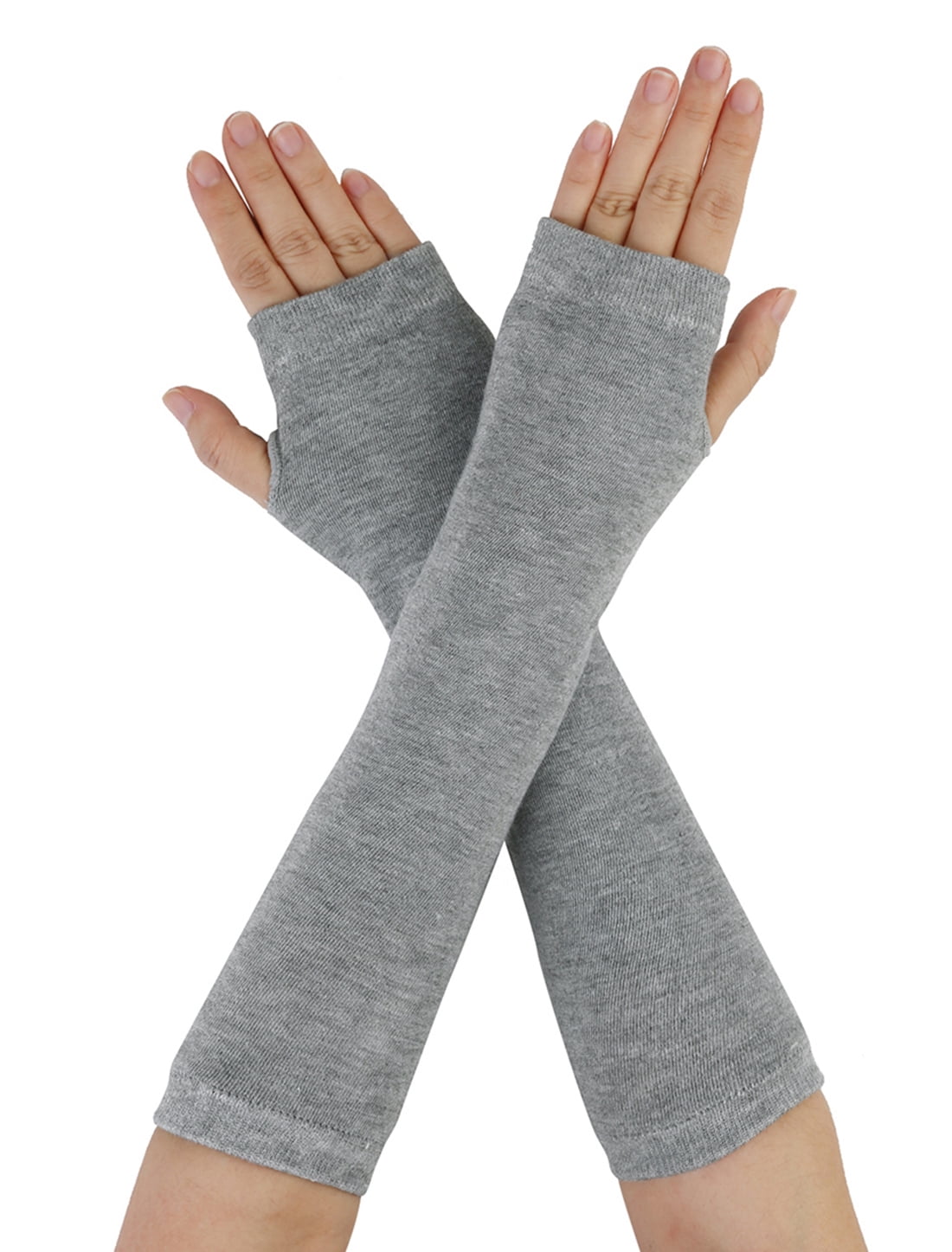 Women's Ladies Wool Black Gloves Soft Long Cuff Length Winter arm Finger warmer 