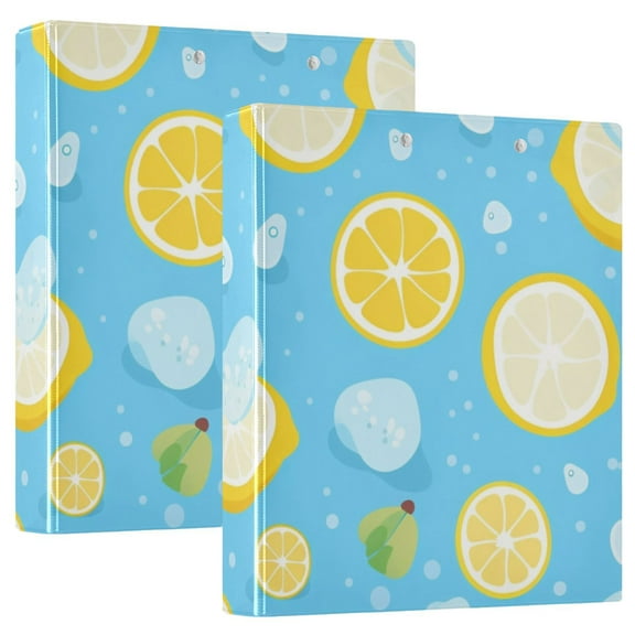 Lemons in Blue Hardcover 3 Ring Binder 1.5 inch Round Rings with Interior Pockets Binders Organizer Office School 1 Pack