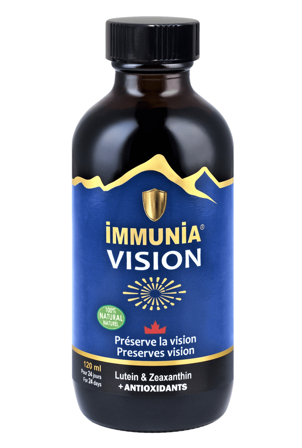Immunia Immunia VISION - Eye health antioxidant supplement. Wild blueberry concentrate, Lutein & Zeaxanthin. Delicious taste. (for 24 days). Made in Canada