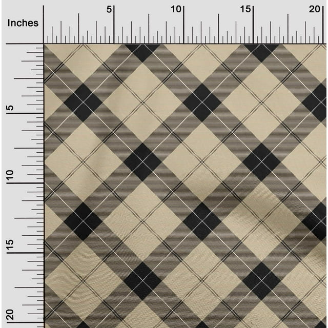 oneOone Viscose Chiffon Fabric Tartan Check Print Fabric By Yard 42 Inch Wide