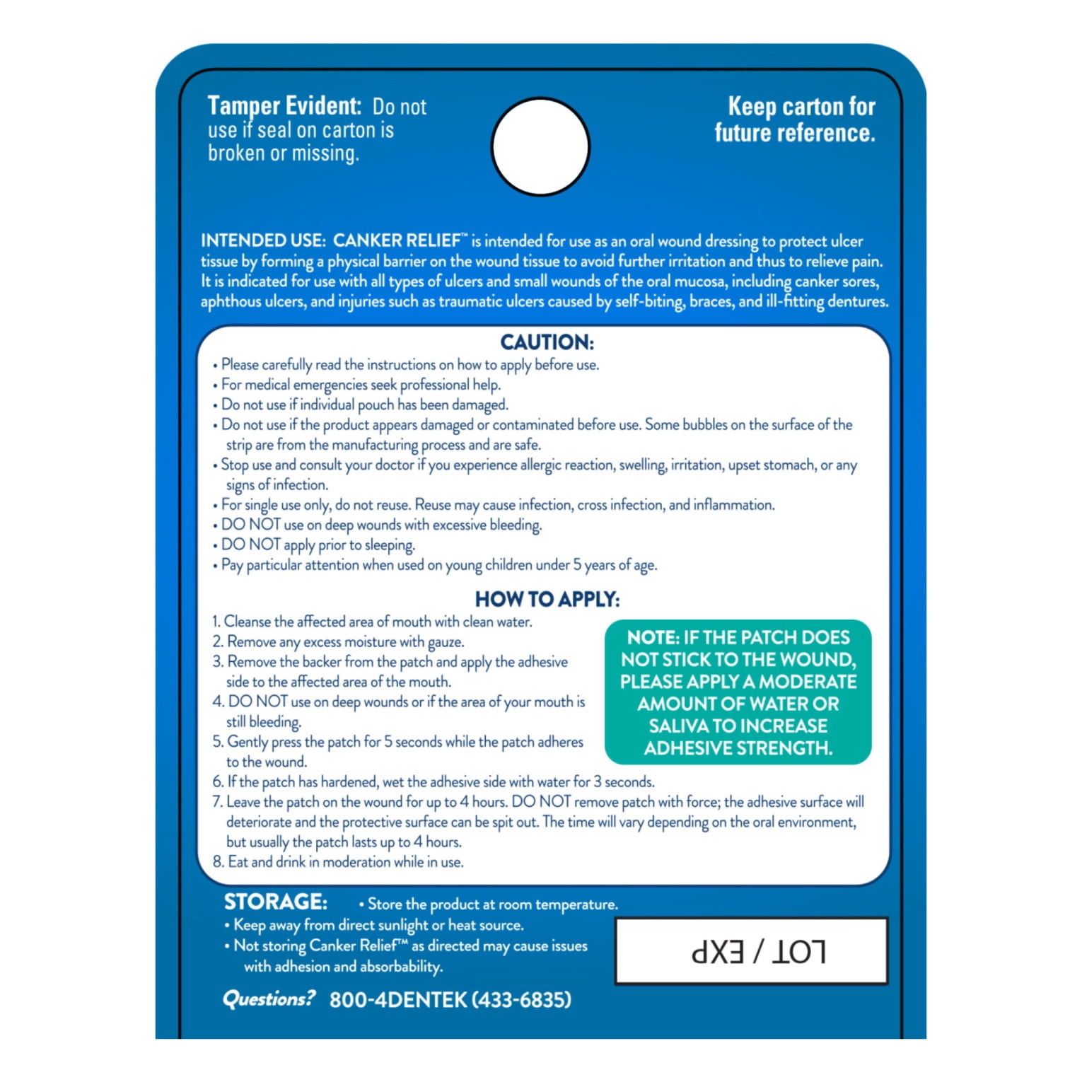 DenTek Canker Relief Advanced Canker Sore Patch,  6 Count