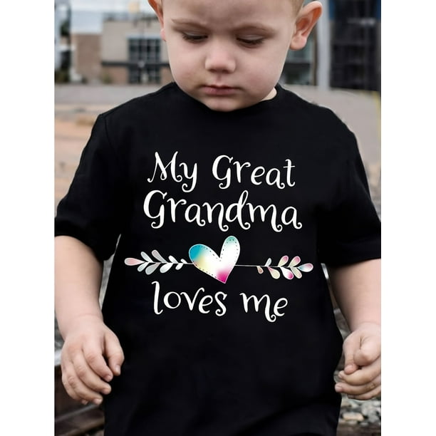 Camiseta de verano para niño "Mi bisabuela me quiere": bonita e informal, de manga corta, de algodón transpirable.