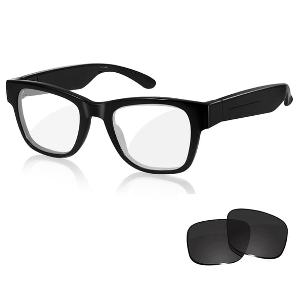 AI Smart Glasses for Men Women Powered by ChatGPT- 164 Languages Translation, Color-Change Lens w/UV & Blue Light Protection, Music &Calls w/Bluetooth 5.4, Al Vioce &Meeting Assistant, Black