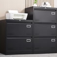thumbnail image 5 of Office Black Metal Filing Cabinet with Widened Drawers One Word Handle Stylish Design, 5 of 6