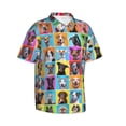 thumbnail image 2 of Balery Cute Dogs Collage Print Men's Hawaiian Shirts Short Sleeve Beach Shirt Relaxed Fit Vacation Button Down Shirts-Small, 2 of 9