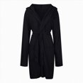 thumbnail image 4 of NOLDARES Mens Hooded Terry Cloth Robe, Big and Tall Bathrobe, Full Length Cotton & Absorbent Robe for Spa, Shower & Sleepwear(Black,XL), 4 of 5