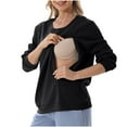 thumbnail image 2 of FRSASU Nursing Sweatshirt Long Sleeve Round Neck Breastfeeding Shirts Zipper Maternity Pumping Tops Pregnancy Cotton Pullover Black, 2 of 9