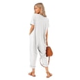 thumbnail image 2 of Langwyqu Women's Button Up Jumpsuit Casual Loose Short Sleeve V Neck Rompers, 2 of 2