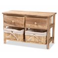 thumbnail image 3 of Baxton Studio Kenwood Bois Fini Brun Unité de Rangement à 2 Tiroirs, 3 of 10