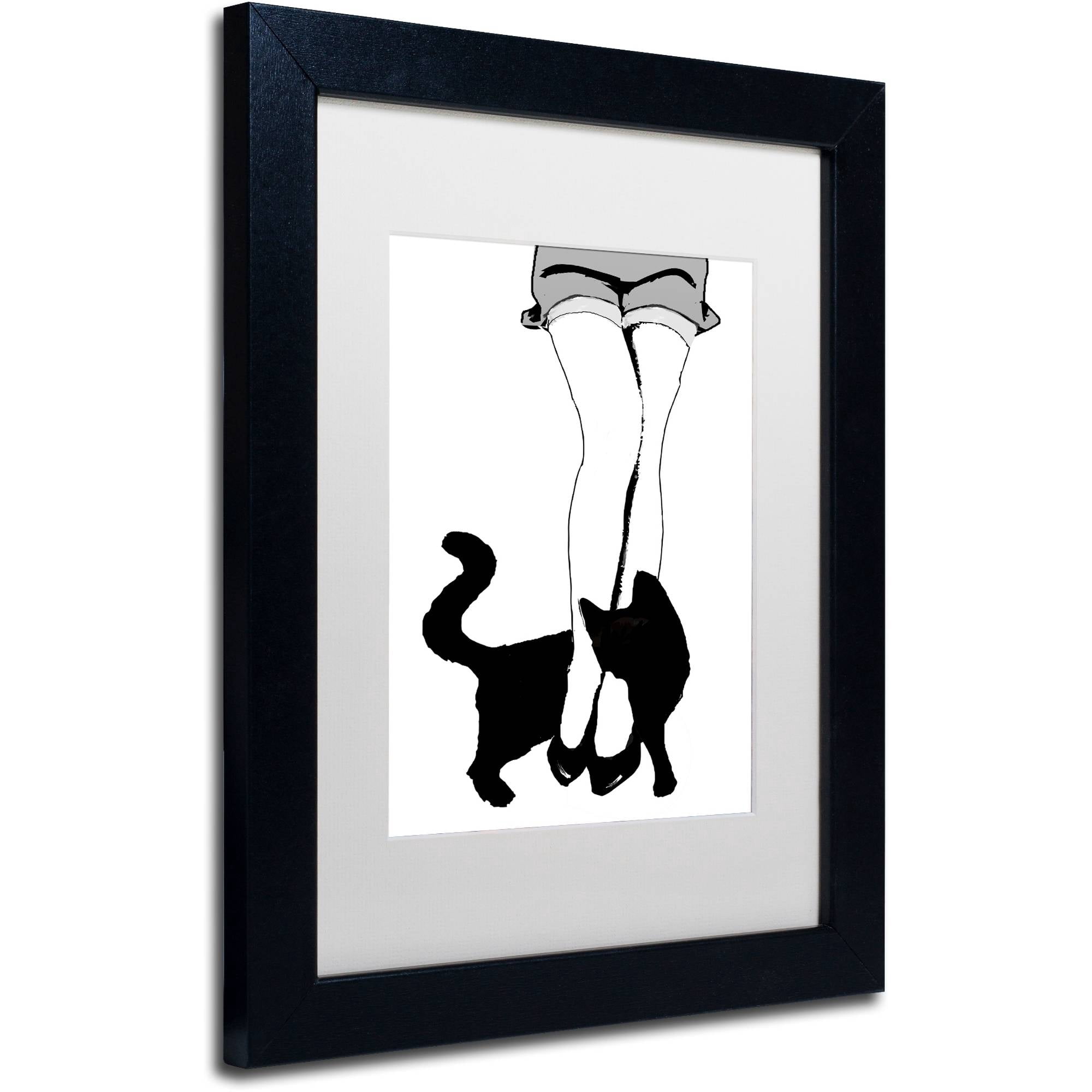 Trademark Fine Art "Black Cat" Canvas Art by Color Bakery White Matte, Black Frame