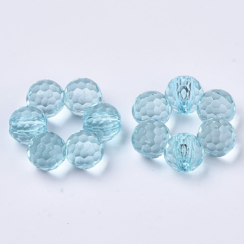 500g Transparent Acrylic Beads Dyed Faceted Flower Mixed Color 23.5x21.5x8mm Hole: 2mm 260pcs/500g
