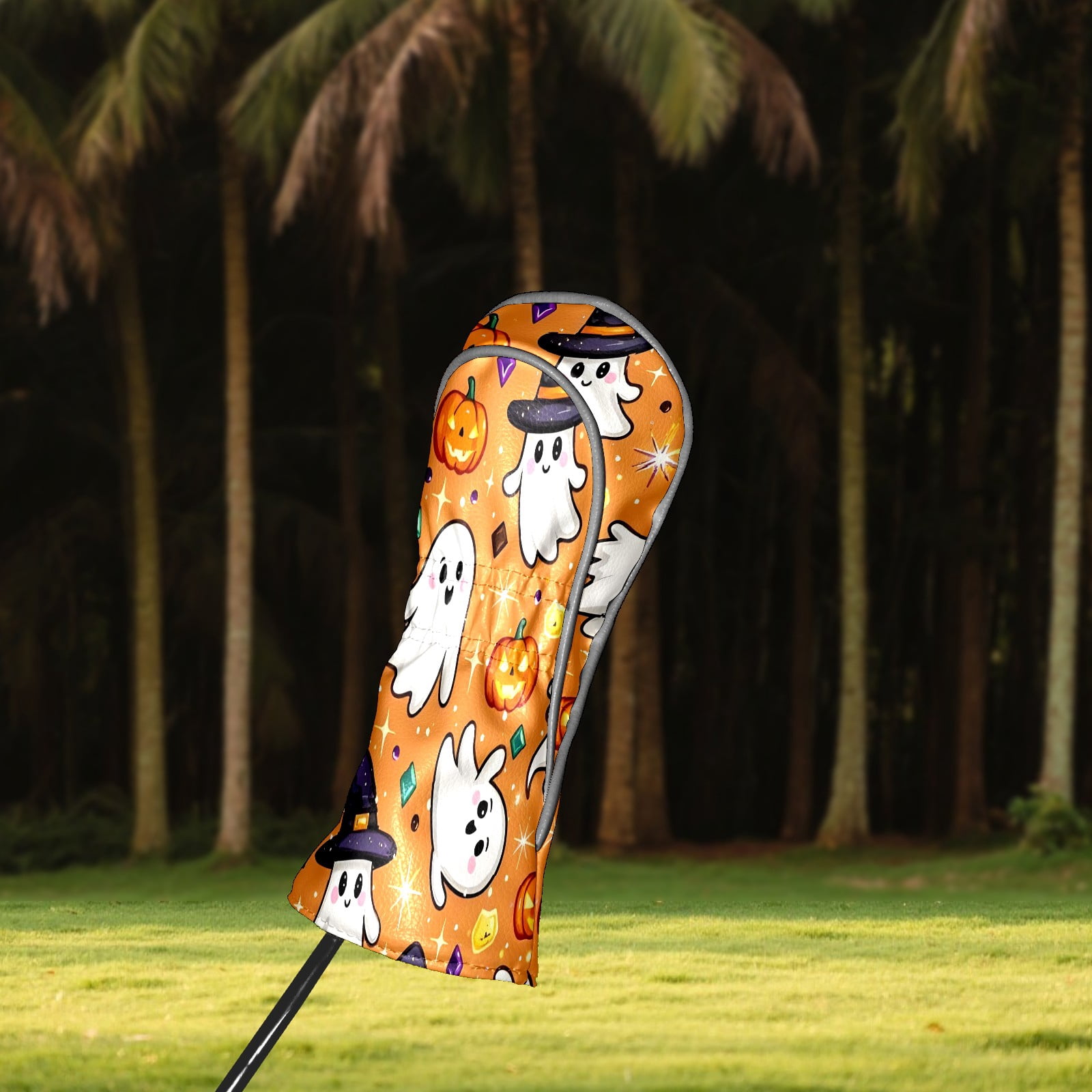Golf Club Covers, Orange Ghost Premium PU Leather Driver Hybrid Putter Head Covers with Velvet Lining, Waterproof Golf Gifts for Men Women