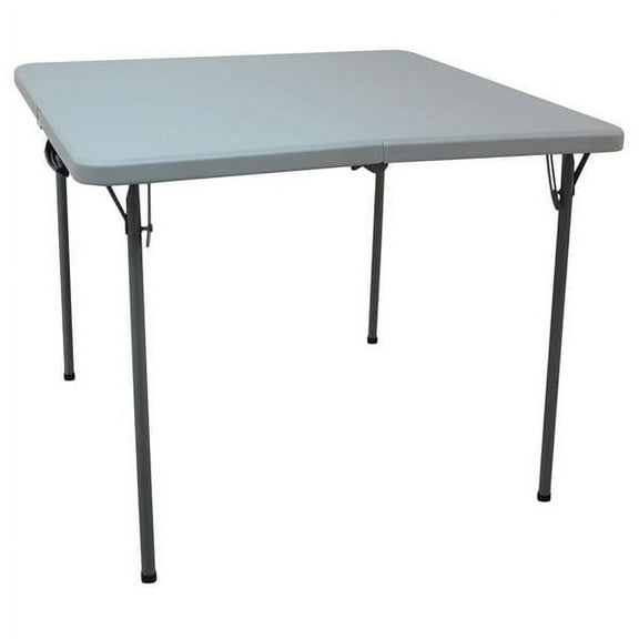 Square Folding Table, 36" W, 36" L, 28" H, Blow Molded Polyethylene Top, Gray