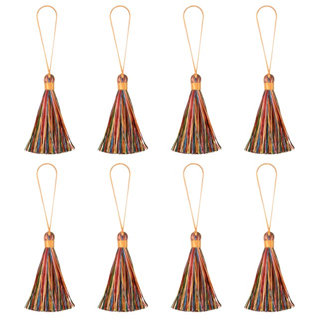 Unique Bargains 6.5' Marque-Page Soyeux Pompons avec Boucle pour Accessoire Bricolage, 8Pack Multicolore